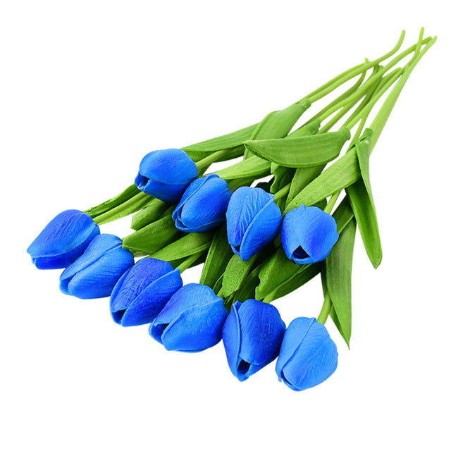 20 Packs 13.5 Inch Artificial Tulip Stems, Lifelike PU Silk Flowers for Spring Centerpieces, Easter Decor, Vase Arrangements