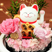 Maneki Neko Lucky Cat Preserved Flower Gift Set Bulk Wholesale