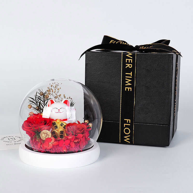 Maneki Neko Lucky Cat Preserved Flower Gift Set Bulk Wholesale