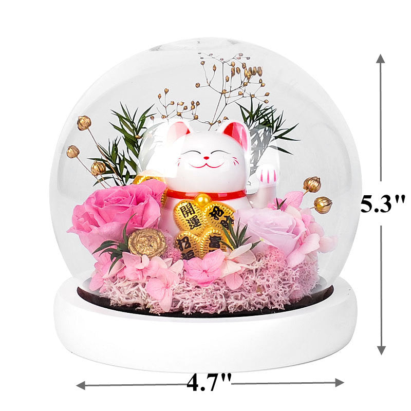 Maneki Neko Lucky Cat Preserved Flower Gift Set Bulk Wholesale