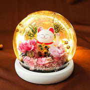 Maneki Neko Lucky Cat Preserved Flower Gift Set Bulk Wholesale