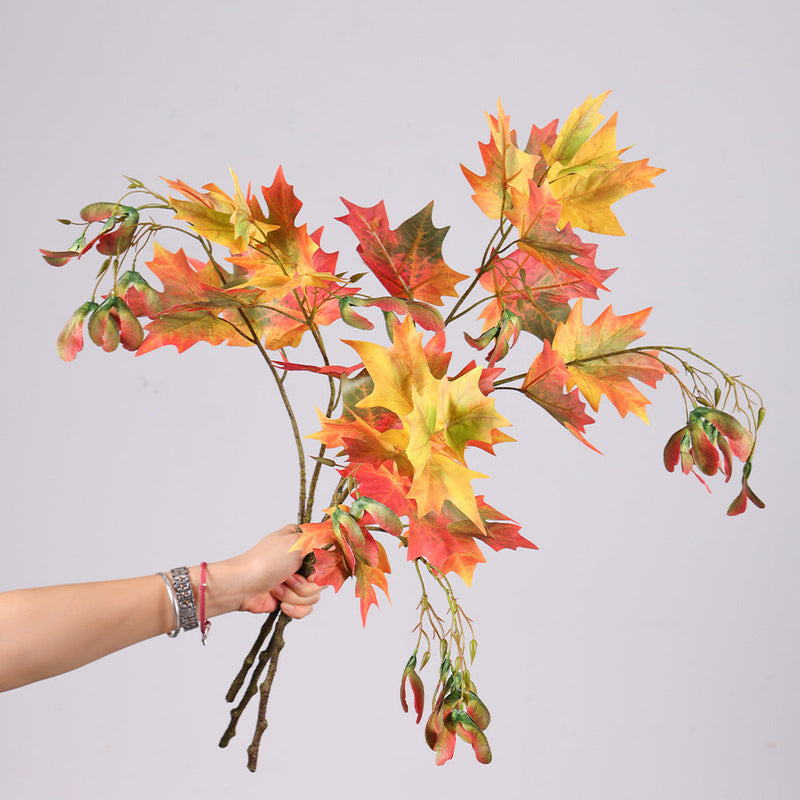 29.5 Inch Artificial Maple Leaf Stems with Samara – 10 Pcs Fall Decor for Home Thanksgiving Party