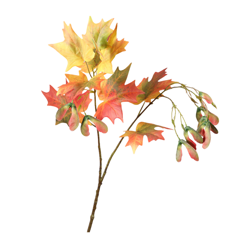 29.5 Inch Artificial Maple Leaf Stems with Samara – 10 Pcs Fall Decor for Home Thanksgiving Party
