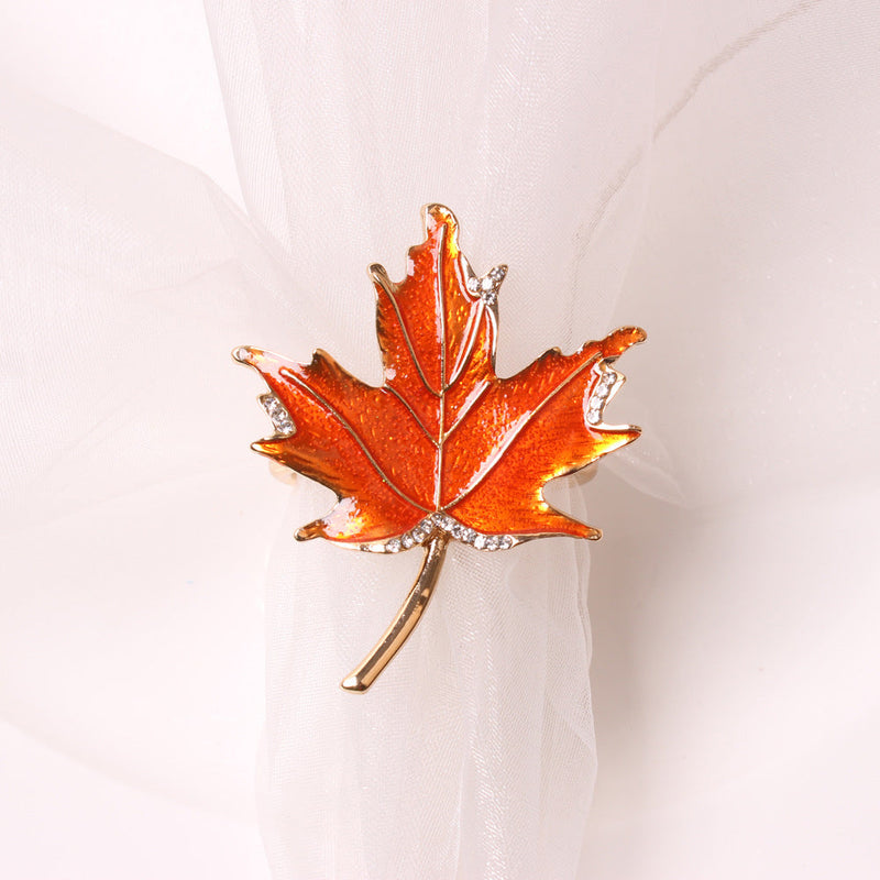 6 Pcs Faux Maple Leaf Napkin Rings Autumn Thanksgiving Decor Bulk Set