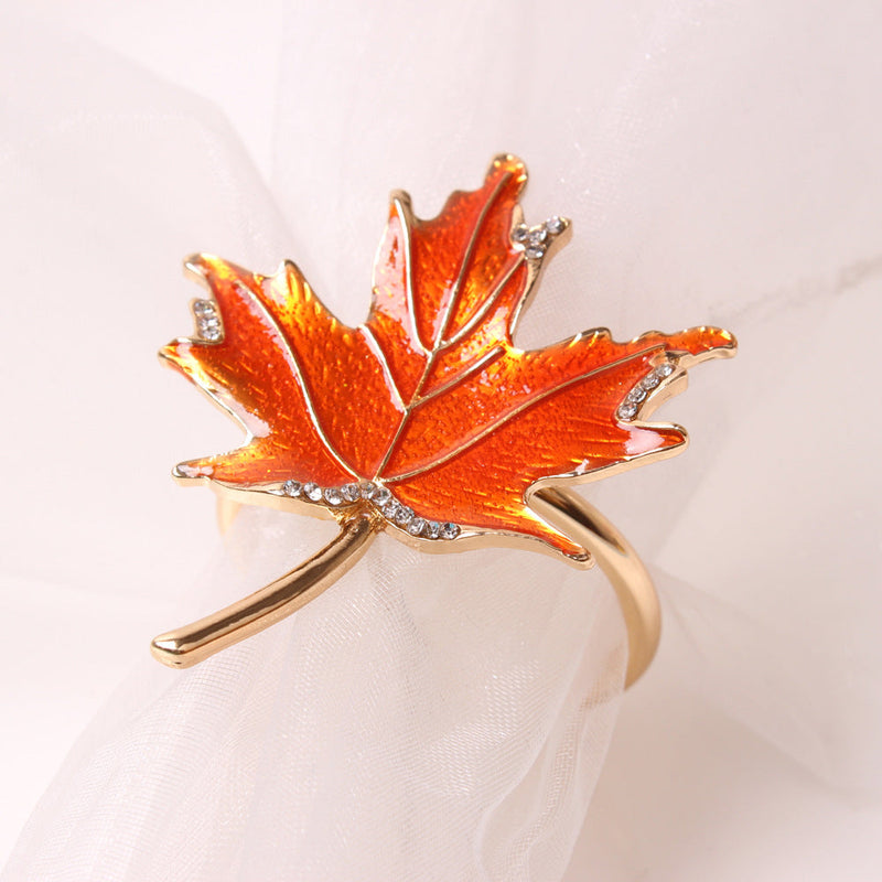 6 Pcs Faux Maple Leaf Napkin Rings Autumn Thanksgiving Decor Bulk Set
