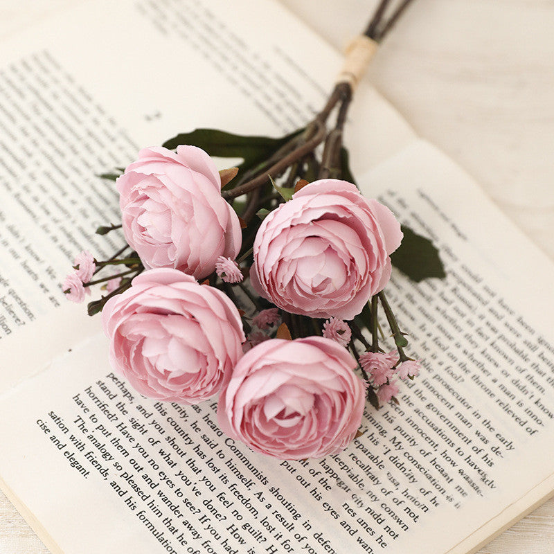 12.5 Inch Artificial Autumn Ranunculus Bouquet, 10 Pcs Realistic Fall Flowers for Thanksgiving Tabletop, Wreath, DIY Decor