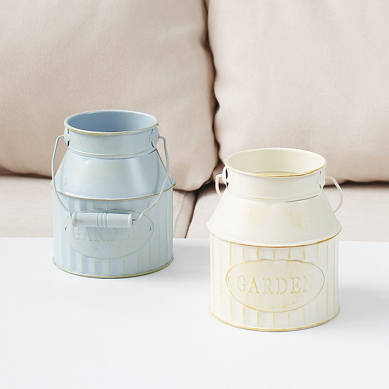 Bulk Set of 2 Metal Bucket Vase for Centerpiece Wholesale