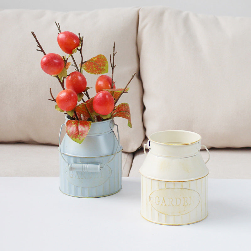 Bulk Set of 2 Metal Bucket Vase for Centerpiece Wholesale