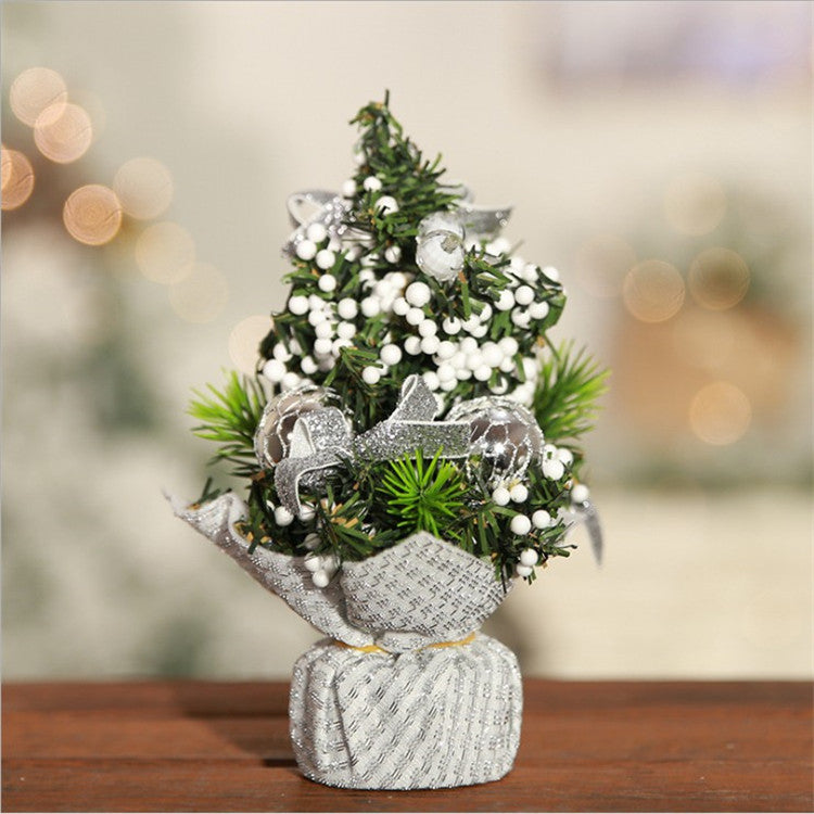 Mini Christmas Tree with Ornaments - 7.87" Plastic Tabletop Decor
