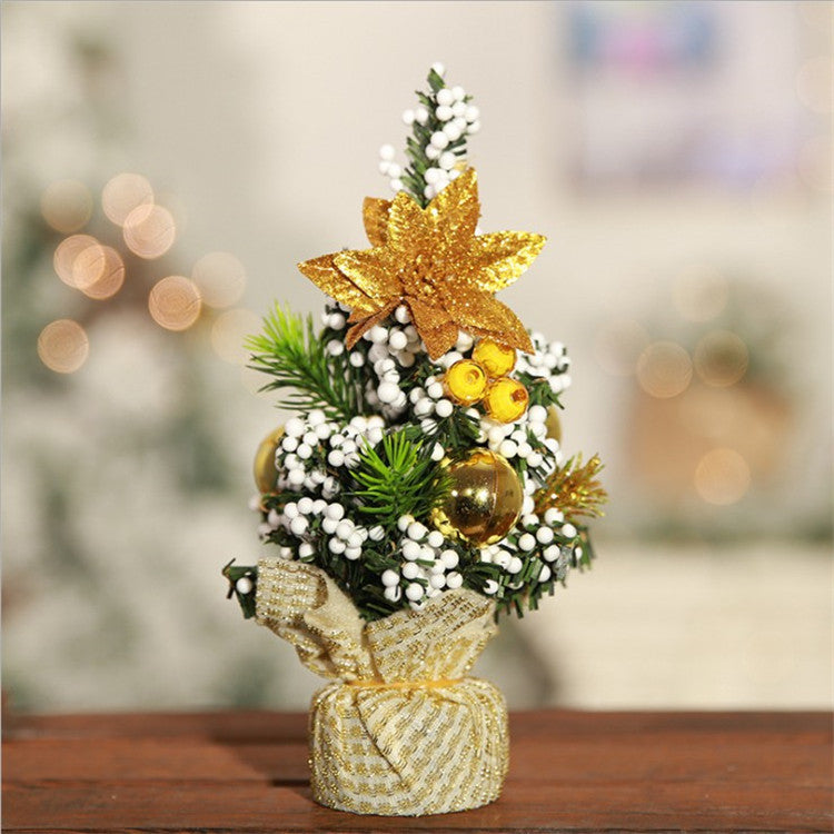 Mini Christmas Tree with Ornaments - 7.87" Plastic Tabletop Decor