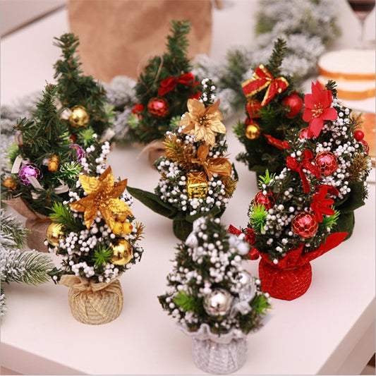 Mini Christmas Tree with Ornaments - 7.87" Plastic Tabletop Decor
