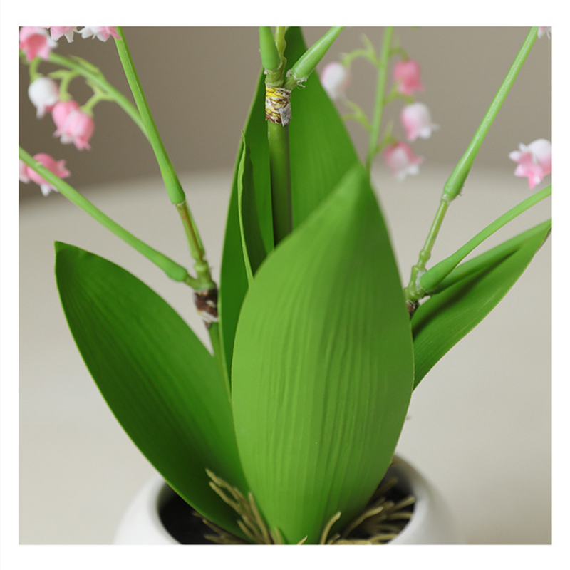 Mini Artificial Lily of the Valley Flowers in Vase, Soft Rubber, Bulk Wholesale, Small Decorative Bonsai