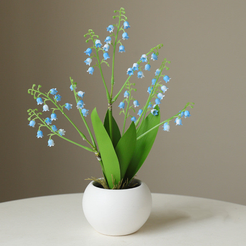 Mini Artificial Lily of the Valley Flowers in Vase, Soft Rubber, Bulk Wholesale, Small Decorative Bonsai