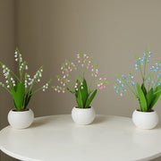 Mini Artificial Lily of the Valley Flowers in Vase, Soft Rubber, Bulk Wholesale, Small Decorative Bonsai