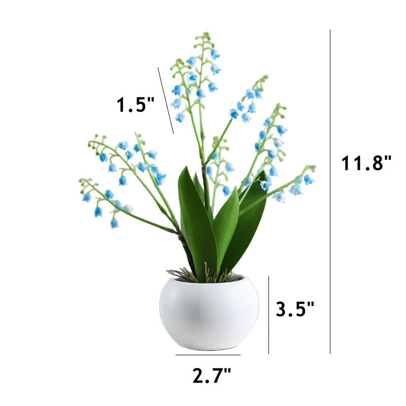 Mini Artificial Lily of the Valley Flowers in Vase, Soft Rubber, Bulk Wholesale, Small Decorative Bonsai