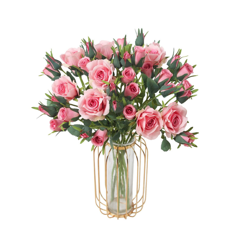 17 Inch Mini Rose Spray Stems 10 Pcs Artificial Silk Flowers Bulk Branches