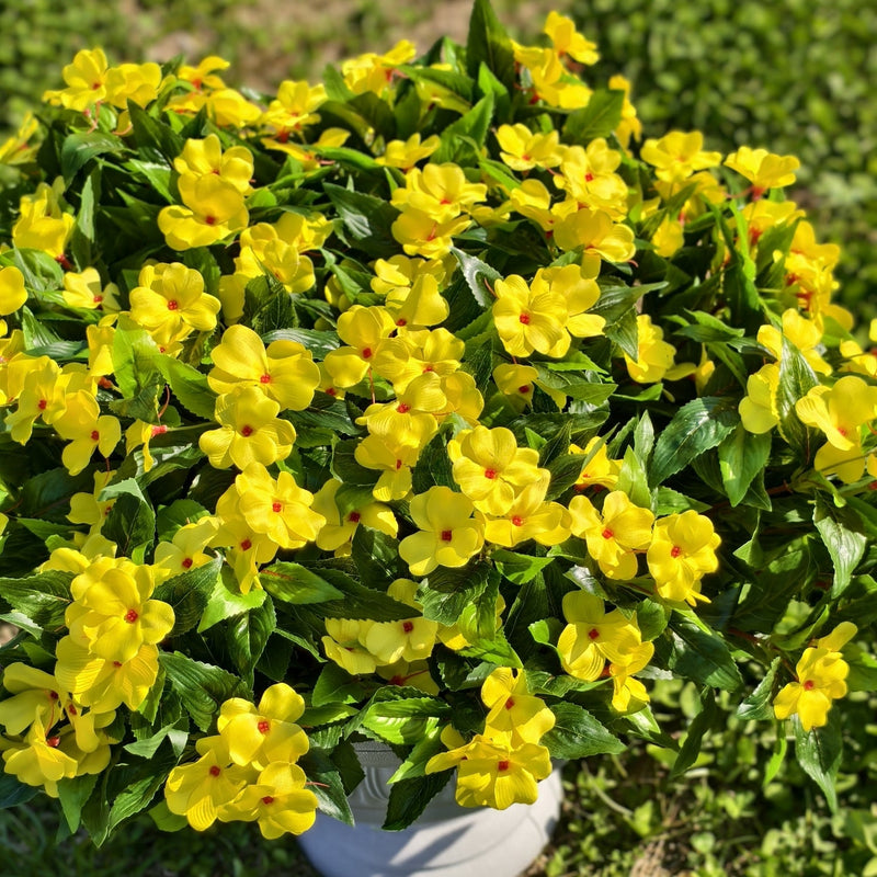 10 Pcs Artificial Impatiens Bushes UV Resistant Outdoor Silk Flowers