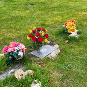 23 Inch Artificial Cemetery Mum Flower Bush with Mixed Rose Buds, 1 Pc, Silk Flowers for Graves Memorial Day Decor