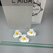 3 Pcs Porcelain Narcissus Flower Stems Artificial Ceramic Floral Decoration