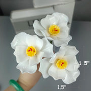 3 Pcs Porcelain Narcissus Flower Stems Artificial Ceramic Floral Decoration