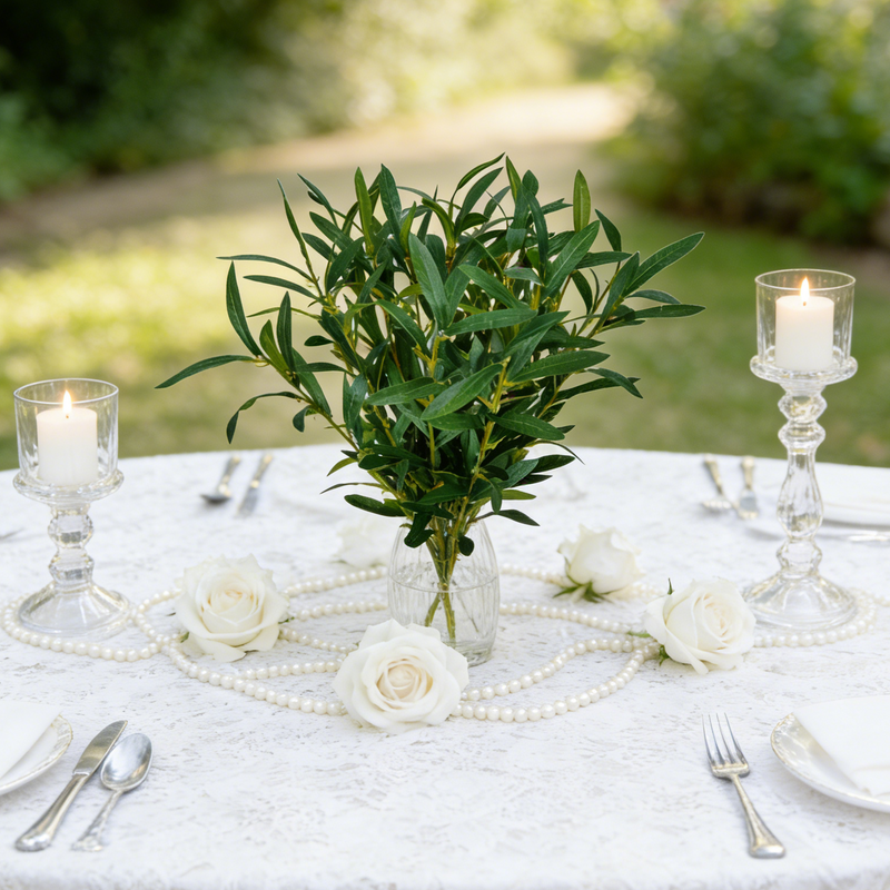 20 Pcs 19.7 Inch Artificial Olive Leaf Stems Faux Greenery Branches for DIY