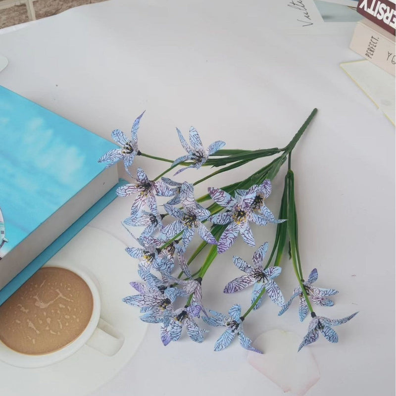 11 Inch Artificial Oncidium Bush Shrub, Small Silk Plants, 10 Pcs, Outdoor Decor