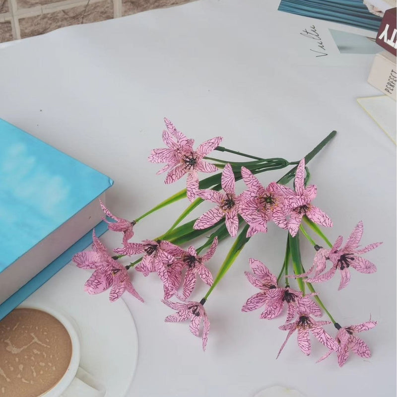 11 Inch Artificial Oncidium Bush Shrub, Small Silk Plants, 10 Pcs, Outdoor Decor