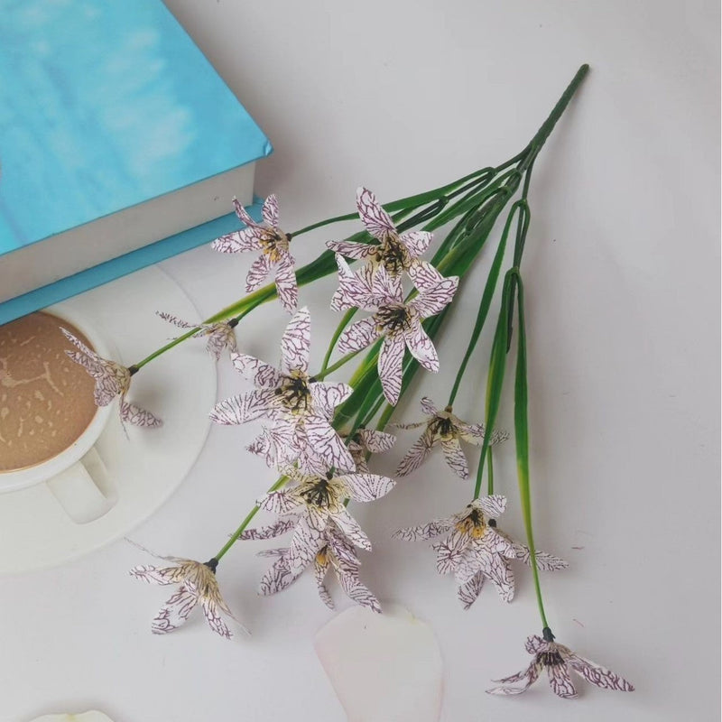 11 Inch Artificial Oncidium Bush Shrub, Small Silk Plants, 10 Pcs, Outdoor Decor