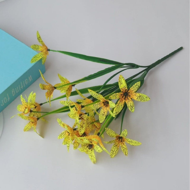 11 Inch Artificial Oncidium Bush Shrub, Small Silk Plants, 10 Pcs, Outdoor Decor