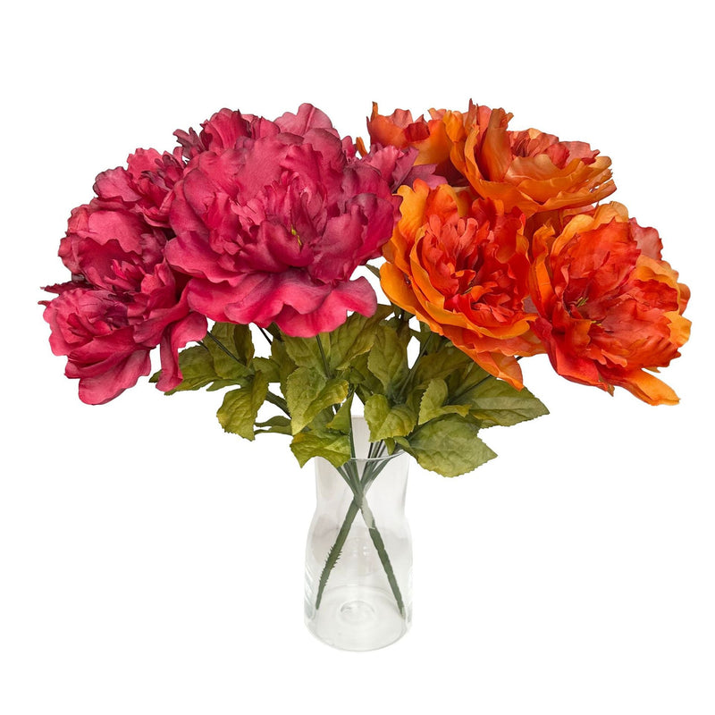 Artificial Peony Bush Bouquet 10 Pcs Fall Decor Faux Silk Flowers Autumn Home Decoration