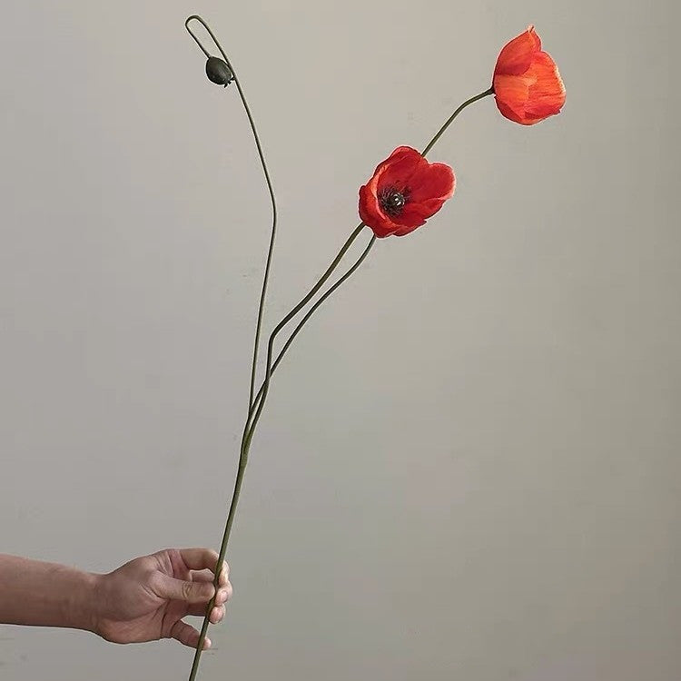 23 Inch Silk Poppy Stems 10 Pcs Artificial Flowers for Autumn Decor Bulk Wholesale