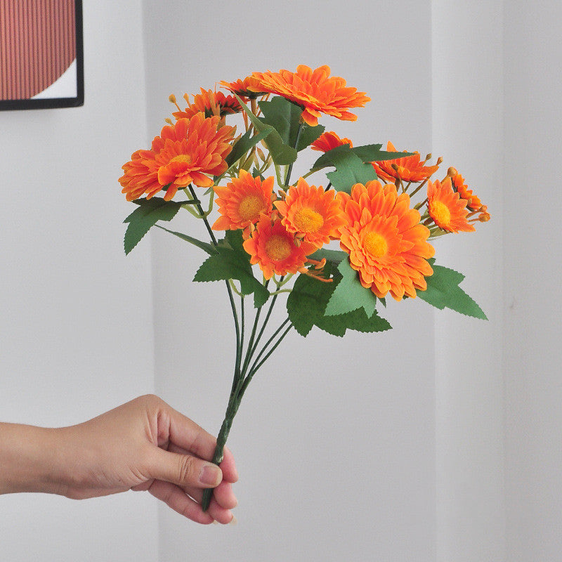 11.8 Inch Gerbera Bush Bouquet 10 Pcs Faux Silk Artificial Flowers Arrangement