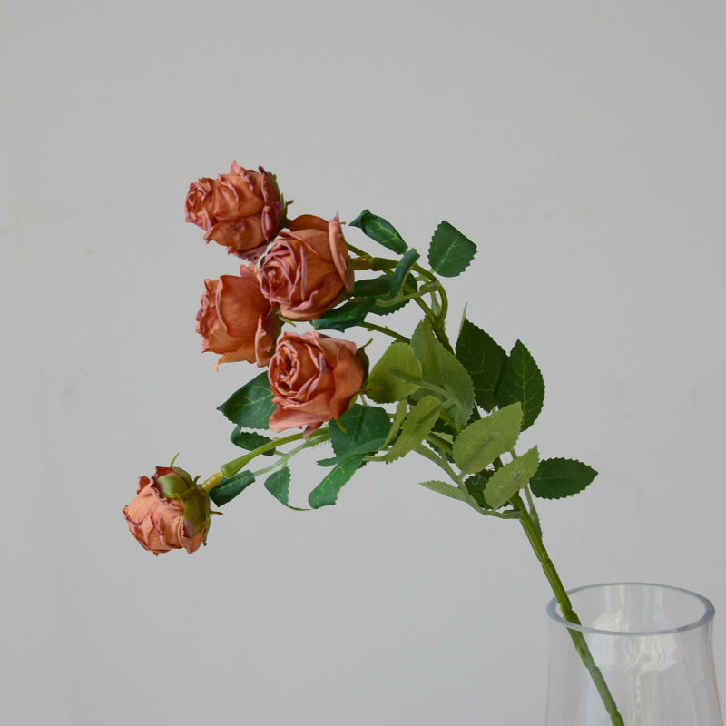 17.3 Inch Artificial Mini Roses with Burnt Edge, Lifelike Silk Flowers, Bulk for Home Decor, Wedding Centerpieces, DIY Crafts