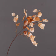 35 Inch Lunaria Stems Branches 10 Pcs White Burnt Orange Artificial Leaves Plants