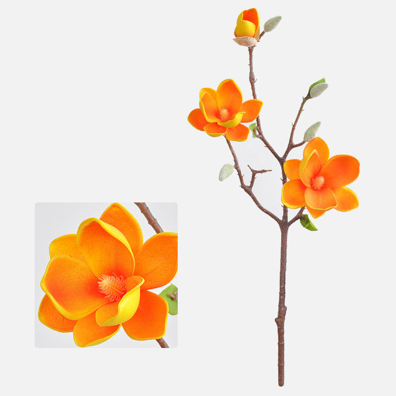 20 Inch Artificial Magnolia Spray Branches 6 Pcs Realistic Silk Magnolia Grandiflora