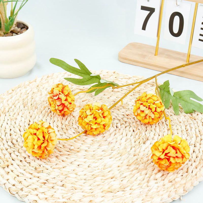 19.6 Inch Artificial Chrysanthemum Pom Ball Flower Branches Bulk Quantity