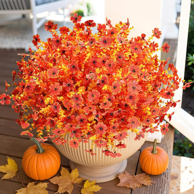 20 Bundles Artificial Flowers for Outdoor Home Decor, Spring Fall Seasonal, Silk Fake Plants