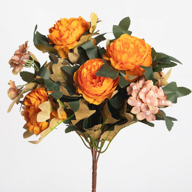 16 Inch Vintage Peony Bush Bouquet with Mixed Hydrangea, 1 Bulk Artificial Silk Flowers for Wedding Crafts Party