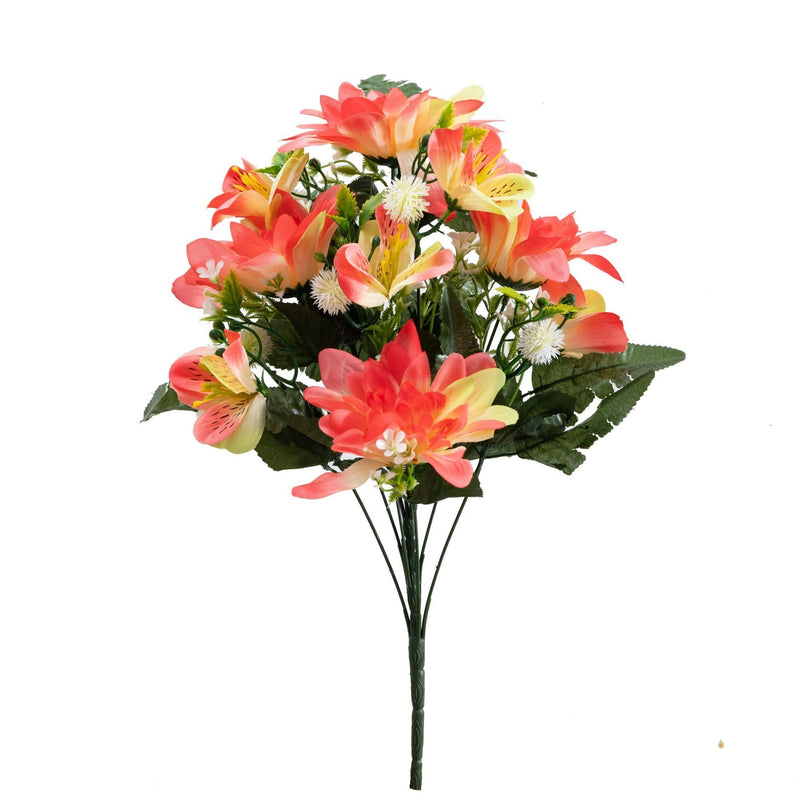 18 Inch Artificial Dahlia Flower Bush 1 Pc Silk Cemetery Memorial Grave Decor