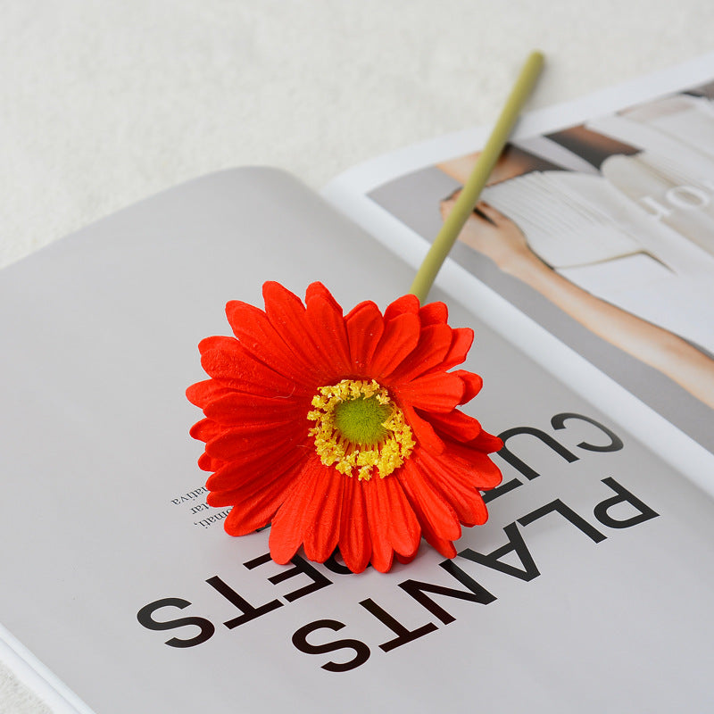 11.8 Inch Artificial Gerbera Daisy Stems, 6 Pcs Real Touch PU Flowers with Bendable Stems for Wedding Bouquets and Home Decor