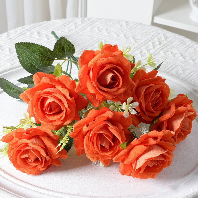 13.5 Inch Artificial Silk Rose Bush Bouquet, Bulk Wholesale, Faux Flower Stems
