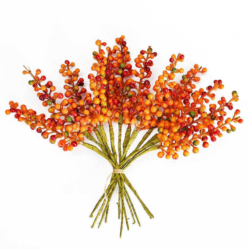 12 Inch 12 Pcs Gradient Orange Artificial Berries Autumn Decoration