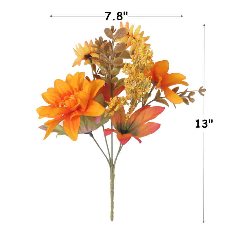 13 Inch Artificial Dahlia Flower Bush 10 Pcs Fall Decor Silk Flowers