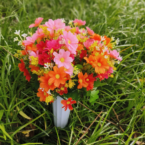 Artificial Cemetery Flowers Bulk in Vase 12 Inch Silk Floral Arrangements for Graves Memorials