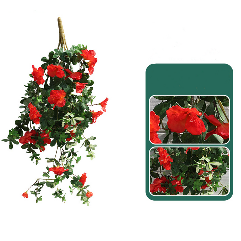 40 Inch Faux Hanging Azalea Bush Flowers UV Resistant Outdoor Artificial Plant