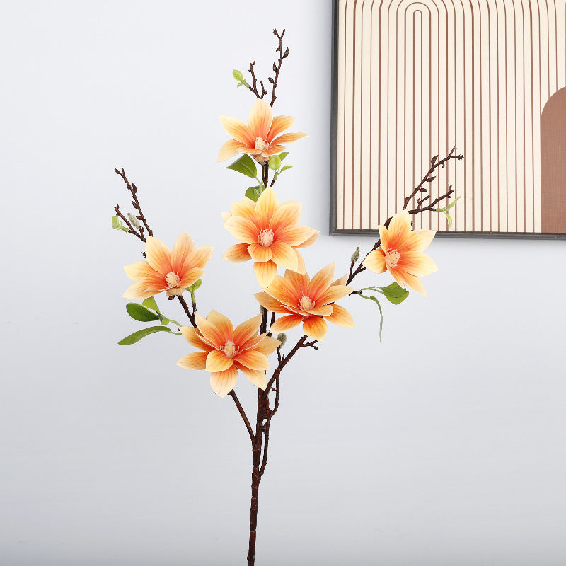 34 Inch Faux Magnolia Branch Spray – Artificial Magnolia Flower Stem, Bulk Spring Floral Arrangement