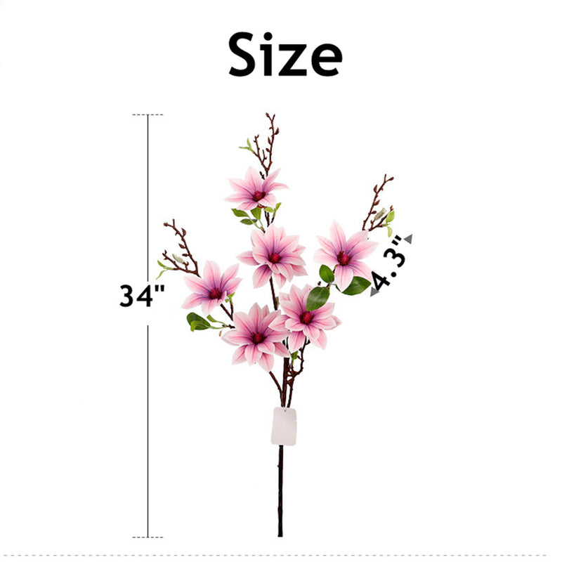 34 Inch Faux Magnolia Branch Spray – Artificial Magnolia Flower Stem, Bulk Spring Floral Arrangement