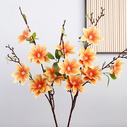 34 Inch Faux Magnolia Branch Spray – Artificial Magnolia Flower Stem, Bulk Spring Floral Arrangement