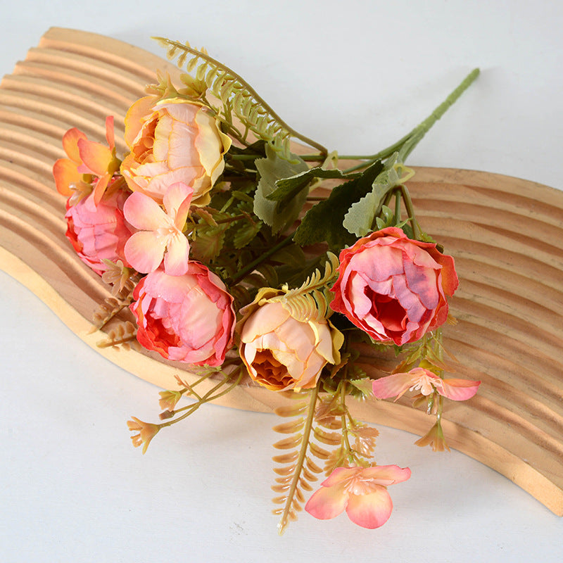 11 Inch Small Artificial Peony Bush Bouquet 10 Pcs Bulk Wedding Craft Flowers