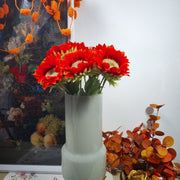 17 Inch Fall Orange Red Sunflower Stems 10 Pcs Silk Artificial Flowers for Home Office Garden Decoration